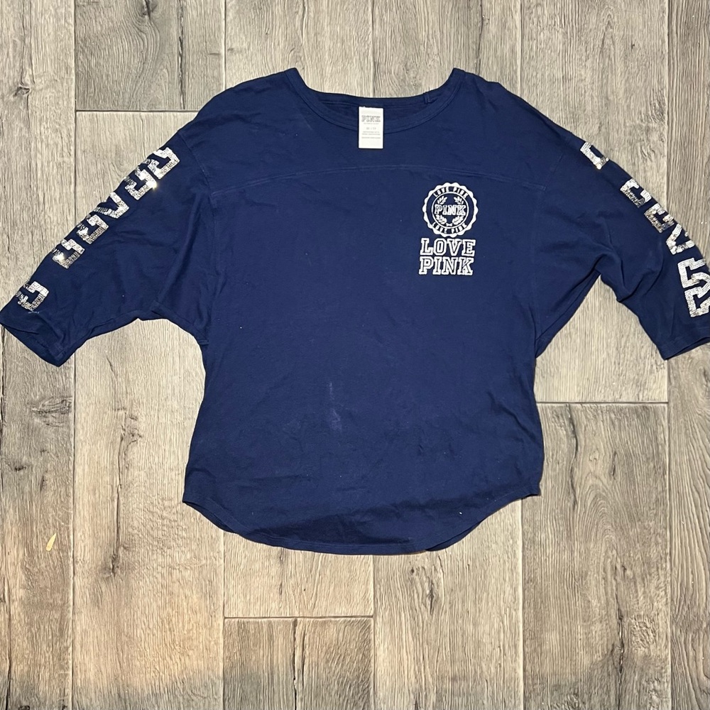 Pink XS Navy Half Sleeve Sequin shirt